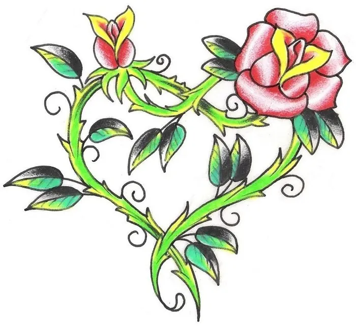 Tattoo-of-the-heart-shaped-rose-plant-with-the-flowers-clipart.jpeg